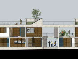 Social Housing Community-east elevation - section